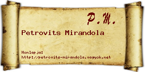 Petrovits Mirandola névjegykártya